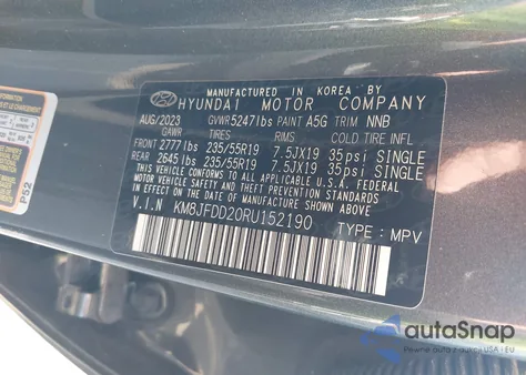 2024 Hyundai Tucson Plug-In Hybrid Limited from USA, damaged, VIN KM8JFDD20RU152190